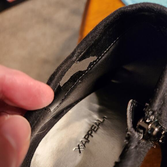 X-APPEAL Bootie Womens 7 QUINCEY Black Faux Suede Stiletto Heel Boot Romantic - Picture 3 of 10